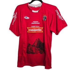 Vintage Dembers Cerveza Cienciano Peru Soccer Football Red Jersey Shirt size M/L